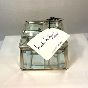 Nicole Miller Home Glass Mirrored Trinket Jewelry Box 3.5x3.5 Lid / 4X4 Base NEW